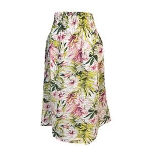 Ophelia Roe Skirt size Large Pink Green Orchids Long A Line Tropical Hawaiian